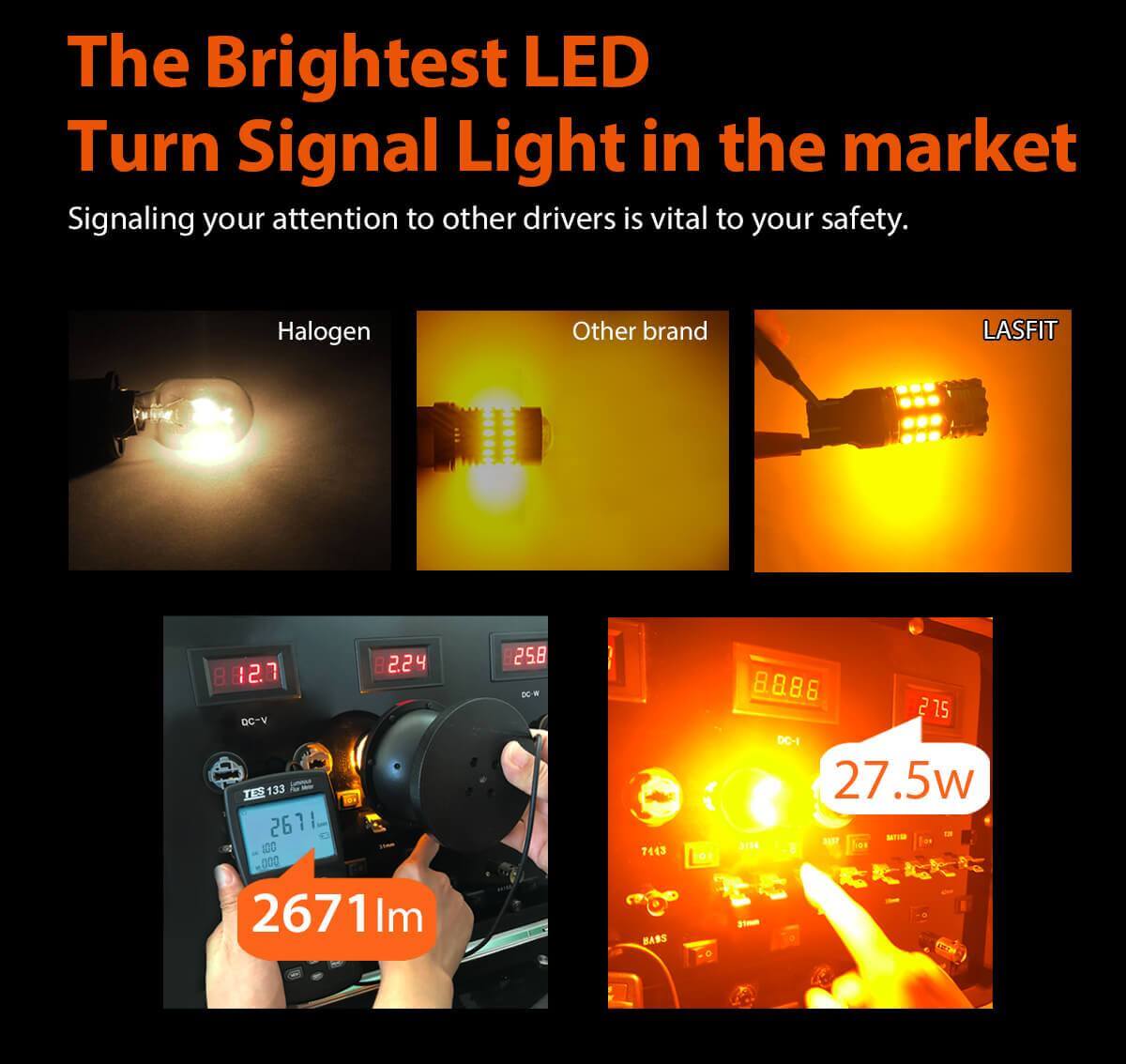 7443 7444 CANBUS Error Free LED Turn Signal Light | Amber Yellow